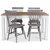 Dalarö spisegruppe 140 cm bord hvit/eik + 4 grå utkragende stoler