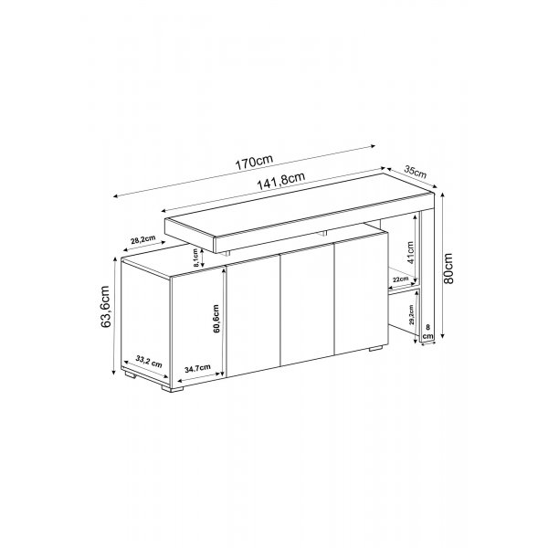 Skjenk Bellan 170 cm - Hvit Skjenk Bellan 170 cm - Hvit