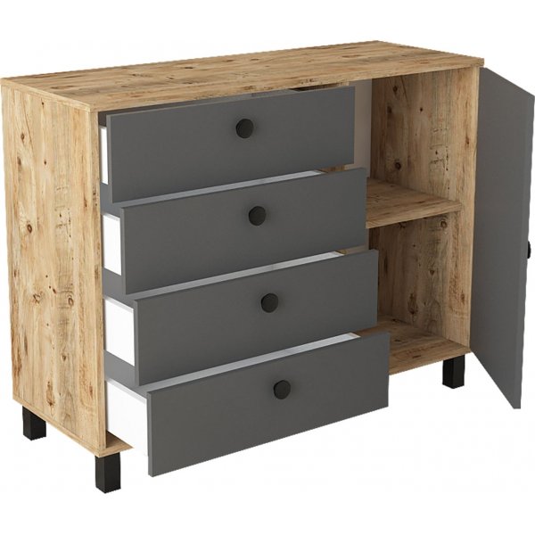 Vilamo kommode 81 - Furu/antrasitt Vilamo kommode 81 - Furu/antrasitt