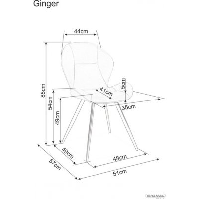 Ginger spisestuestol - Svart flyel