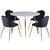 Deco spisegruppe 110 cm rundt bord + 4 st Art stoler svart fløyel / Messing