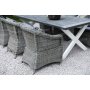 Oxford utendrs spisegruppe: grtt/hvitt bord 220 cm, inkludert 6 stk. Mercury lenestoler i gr kunstrotting