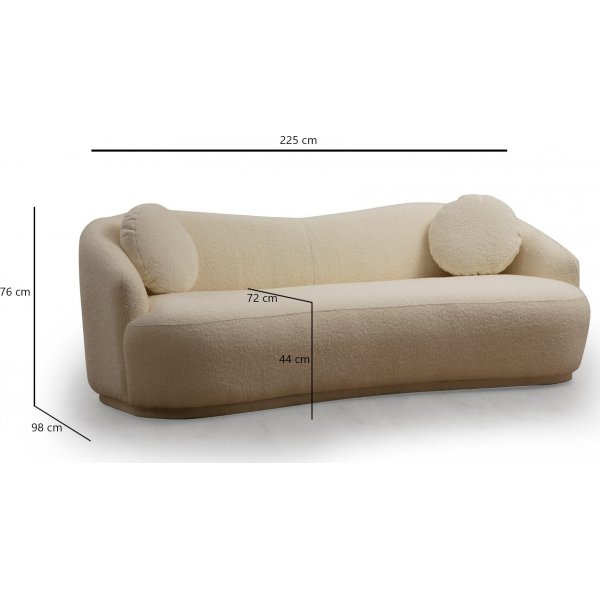 Ancona 3-seters sofa - Kremhvit