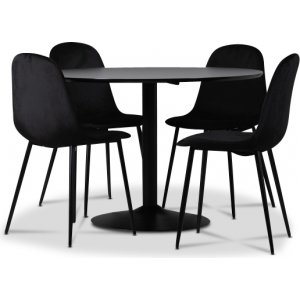 Seat spisegruppe, spisebord med 4 stk Carisma flyelsstoler - Svart/Svart + 3.00 x Mbelftter