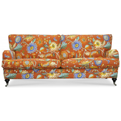 Savoy 3-seters sofa med blomsterstoff - Havanna Terracotta