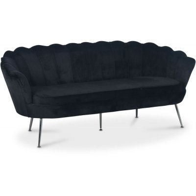 Musslan 3-seters sofa - Svart / krom + Møbelføtter