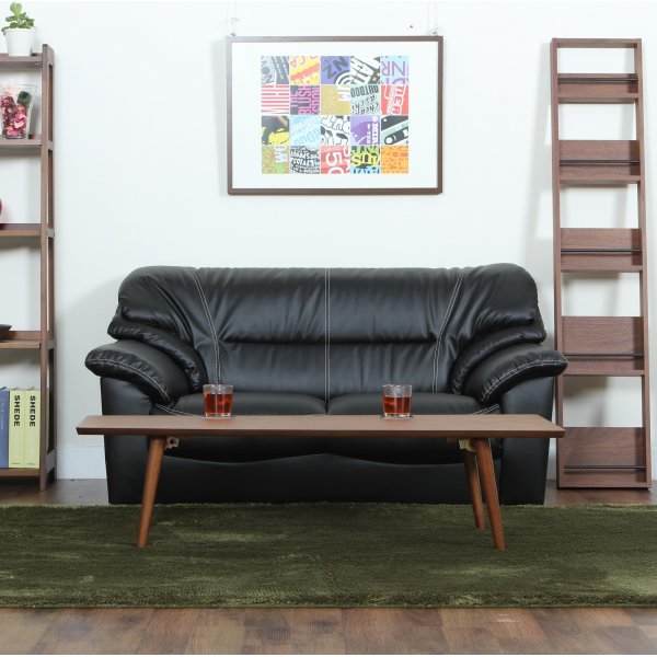Sofa 2-seter svart kunstskinn - Dominic