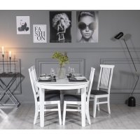 Gåsö spisegruppe: Ovalt bord 160/210 cm inkludert 4 Måsö stoler - Hvit/Grå Gåsö spisegruppe: Ovalt bord 160/210 cm inkludert 4 Måsö stoler - Hvit/Grå
