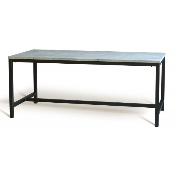 Texas spisegruppe med 6 Texas spisestoler Brun PU + Texas spisebord hvitkalket 180x90 cm