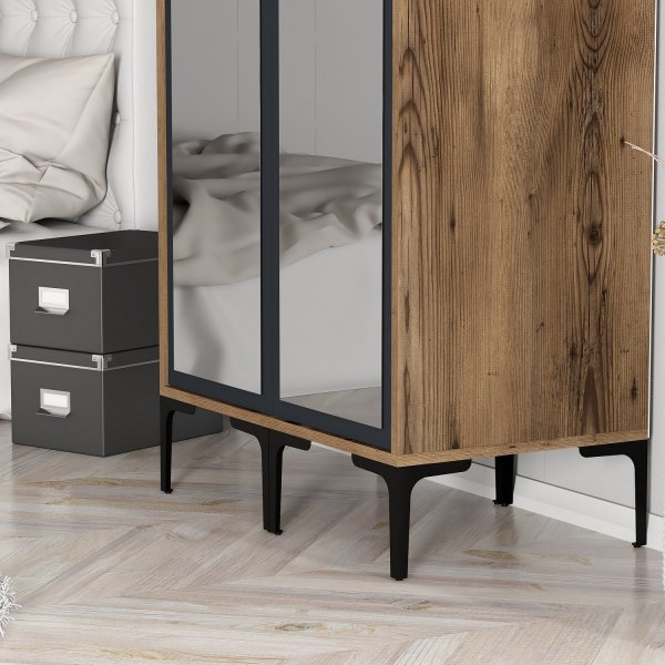 Kumsal garderobeskap 4 Valnøtt/antrasitt Kumsal garderobeskap 4 Valnøtt/antrasitt