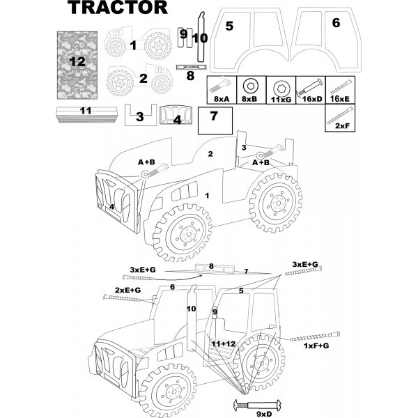Traktor barneseng - Valgfri farge! Traktor barneseng - Valgfri farge!
