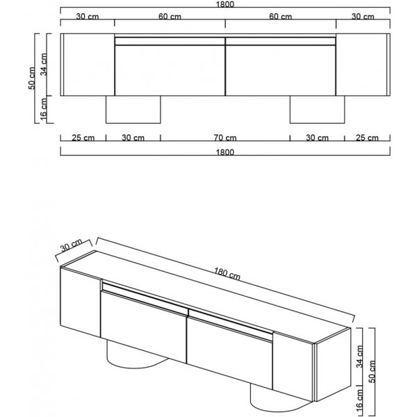 Bohem TV-stativ 180 cm - Travertin/gull