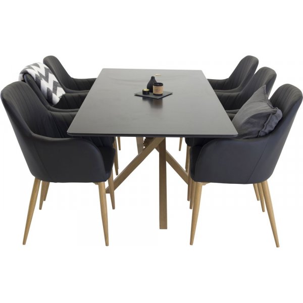 Karmstol Paolo - Eikimitation / Svart PU Karmstol Paolo - Eikimitation / Svart PU