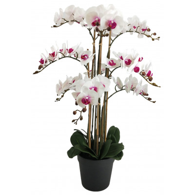 Kunstig plante - Orkid 9 stengler H90 cm - Hvit/Rosa