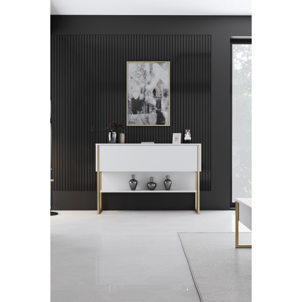 Lux avlastningsbord 120 x 30 cm - Hvit/gull Lux avlastningsbord 120 x 30 cm - Hvit/gull