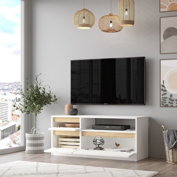 Luvio mediebenk 7 - Eik/hvit Luvio mediebenk 7 - Eik/hvit