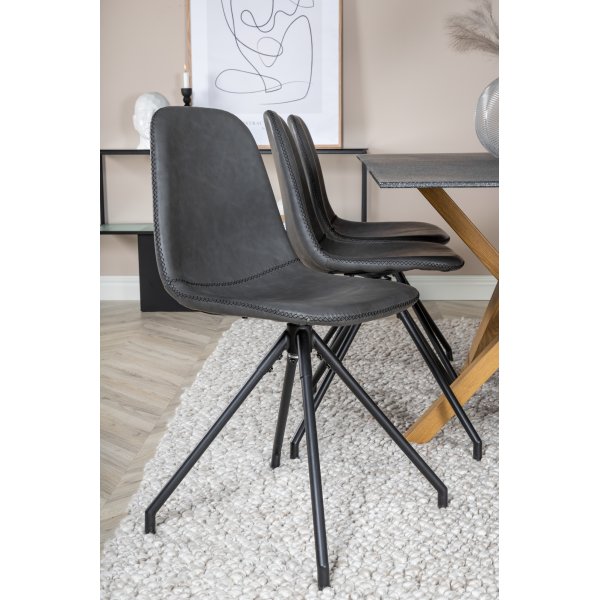 Bridge svingbar spisestol - Sort PU Bridge svingbar spisestol - Sort PU