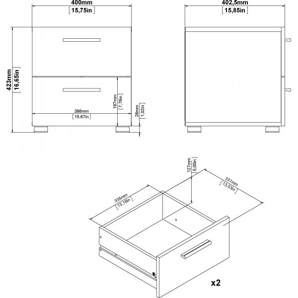 Pepe nattbord - Eik/hvit