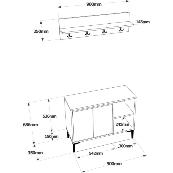 Aristo hallmøbler - Brun/antrasitt Aristo hallmøbler - Brun/antrasitt