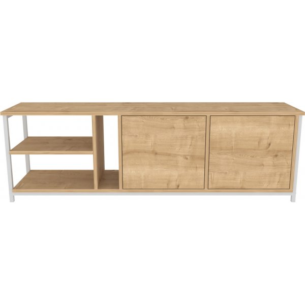 Primrose media benk - Hvit/eik Primrose media benk - Hvit/eik