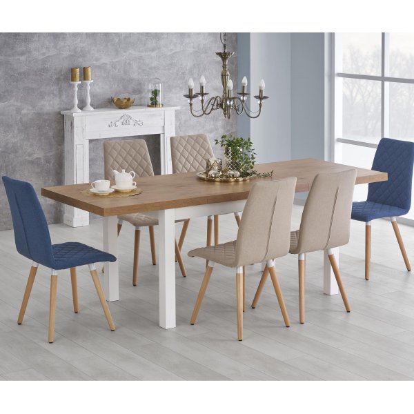 Marit spisebord uttrekkbart 140-220 cm - Hvit/eik Marit spisebord uttrekkbart 140-220 cm - Hvit/eik