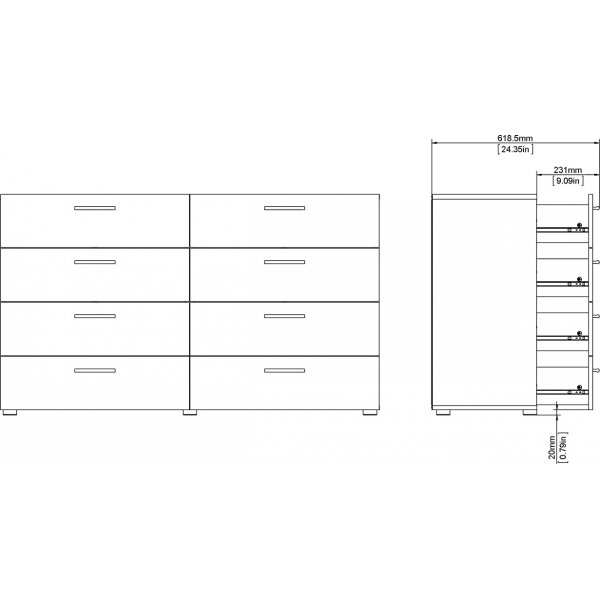 Pepe kommode med 8 skuffer - Eik