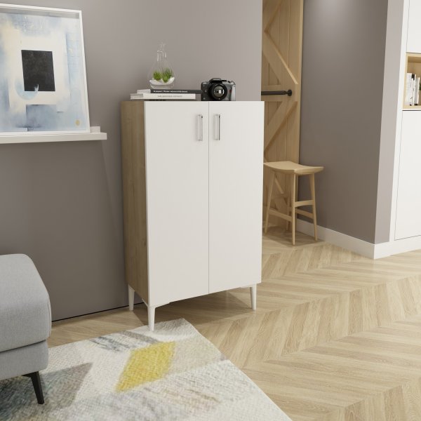 Chetri skoskap - Safir eik/hvit