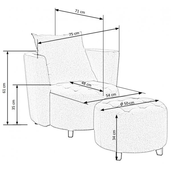 Virginia lenestol med fotskammel - Grå Virginia lenestol med fotskammel - Grå