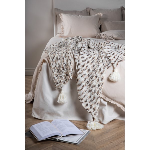 Mickel pledd, 130x170 cm - Brun/hvit Mickel pledd, 130x170 cm - Brun/hvit