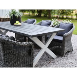 Oxford spisebord 220 cm - Hvit/grå + Flekkfjerner for møbler