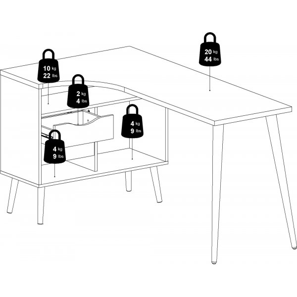 Oslo skrivebord 145 x 81 cm - Hvit/eik