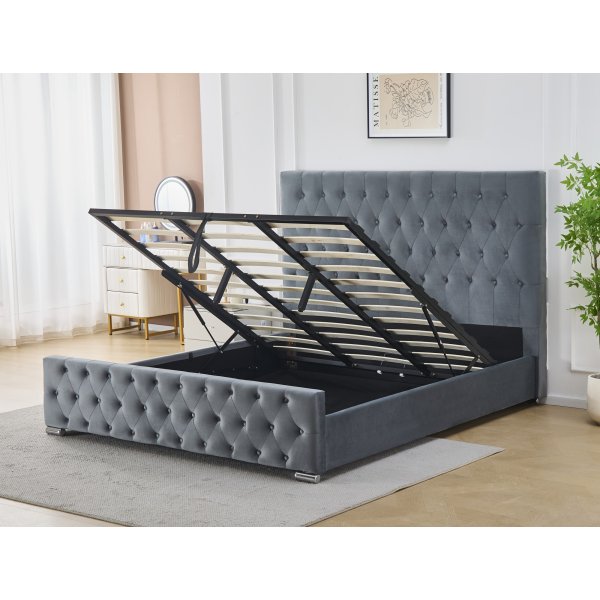 Nemis sengeramme med sengegavl og oppbevaring 180 x 200 cm - Gr�