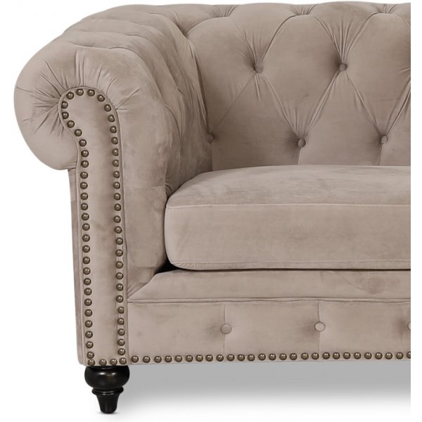 Chesterfield Montgomery 3-seter sofa - Beige fløyel Chesterfield Montgomery 3-seter sofa - Beige fløyel