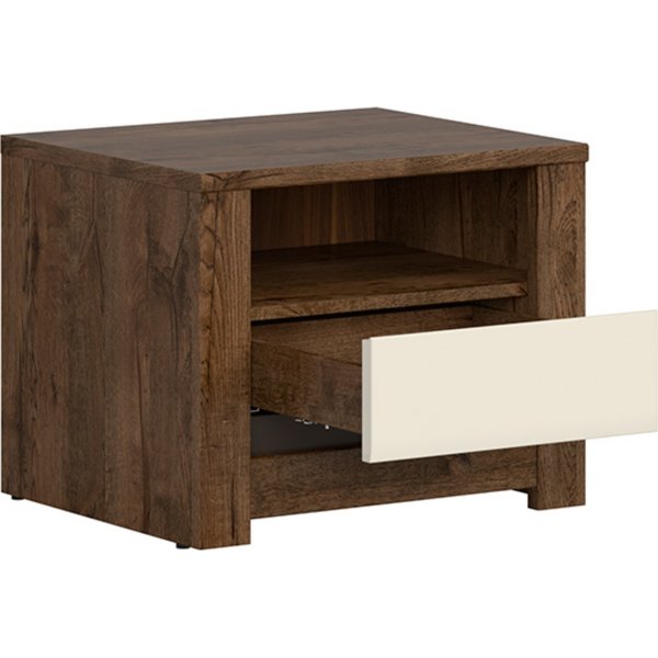 Ruso nattbord - Eik/perlehvit