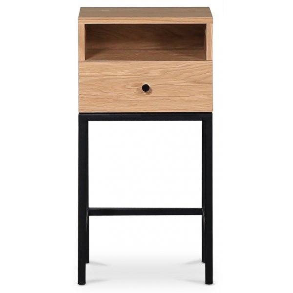 Stilo V.2 nattbord - Oljet eik / Svart metall Stilo V.2 nattbord - Oljet eik / Svart metall