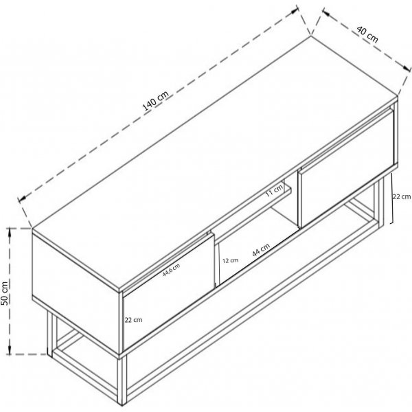 Belinda mediebenk, 140 cm - Svart/furu Belinda mediebenk, 140 cm - Svart/furu