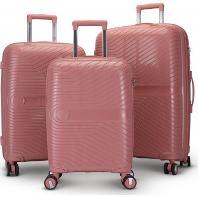 Oslo rosa koffert med kodels sett med 3 kabinvesker