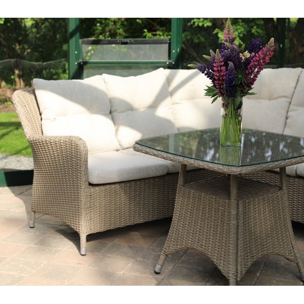 Denver hjørnegruppe i kunstrotting 4 sitteplasser - Naturfarget Denver hjørnegruppe i kunstrotting 4 sitteplasser - Naturfarget