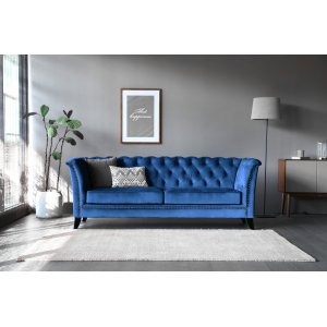 Milton Chesterfield 3-seter sofa - Mørkeblå fløyel + Flekkfjerner for møbler Milton Chesterfield 3-seter sofa - Mørkeblå fløyel + Flekkfjerner for møbler