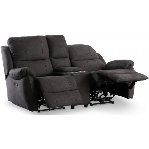Enjoy Hollywood Biosofa - 2-seter recliner (el) i antrasitt mikrofiber