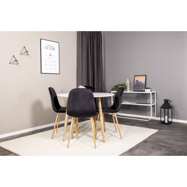 Spisestol Lara - Eikimitation / Svart Flyel