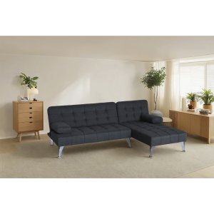 Sovesofa med divan i grått Sovesofa med divan i grått