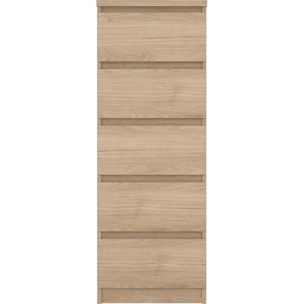 Naia smal kommode med 5 skuffer - Hickory Naia smal kommode med 5 skuffer - Hickory