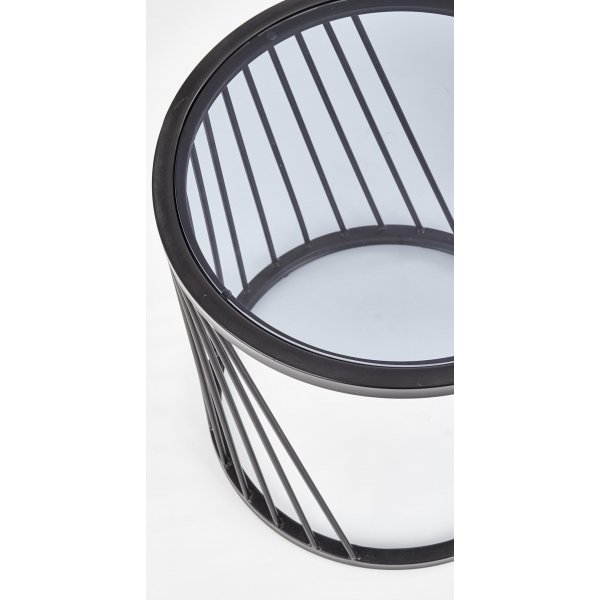 Ambani salongbord Ø42/50 cm - Røkt glass/sort Ambani salongbord Ø42/50 cm - Røkt glass/sort