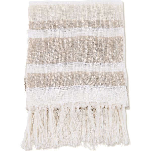 Bondi pledd, 130x170 cm - Beige/brun/hvit