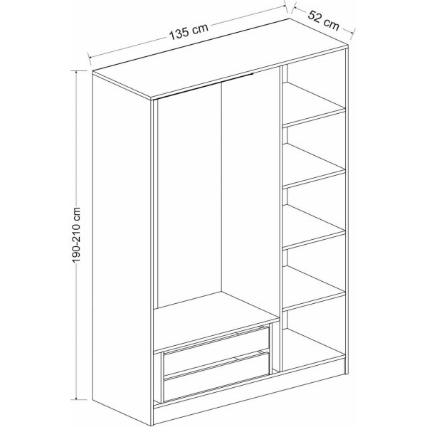 Cavolo garderobeskap 135 cm - Hvit/svart Cavolo garderobeskap 135 cm - Hvit/svart
