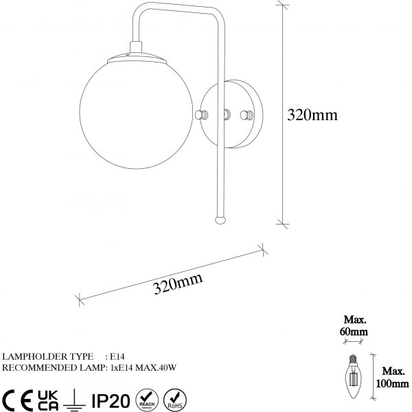 Viran vegglampe 10935 - Sort/hvit