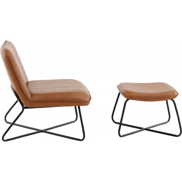 Laxa lenestol med fotskammel - Brun/svart + Møbelrengjøring Laxa lenestol med fotskammel - Brun/svart + Møbelrengjøring