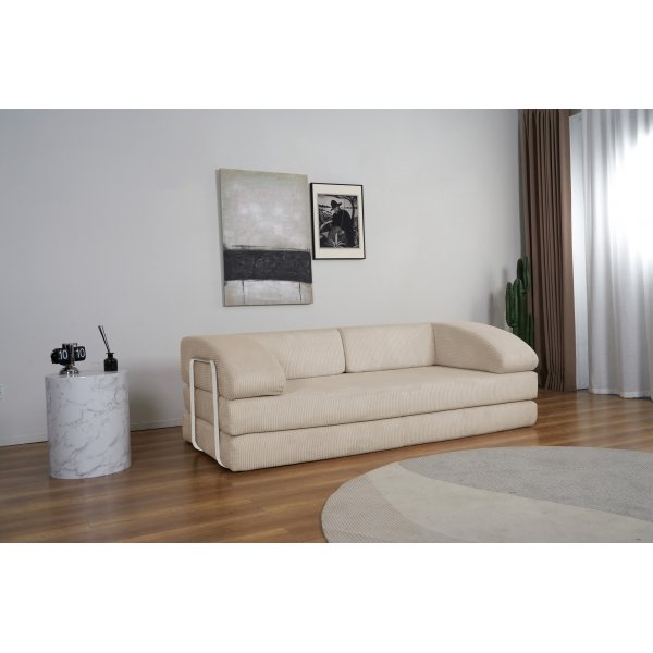 Lincoln 3-seters sovesofa i beige kordflyel