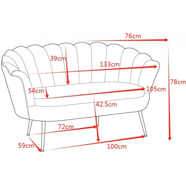 Musslan 2-seters sofa - Brun / krom Musslan 2-seters sofa - Brun / krom